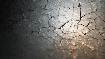 Obraz premium Close-up of a cracked surface. the cracks are deep and wide, with some areas appearing darker and others lighter. the texture of the surface appears to be rough and uneven.
