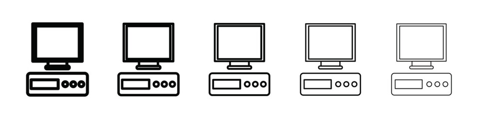 Desktop computer icon isolated vector on white background set