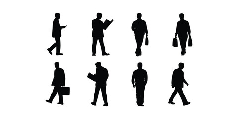 Businessmen Silhouette Vector – Professional Men in Suit Standing Poses