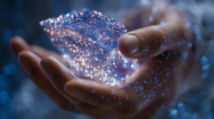 Innovative Engineer Examining Quantum States with Transparent Crystal