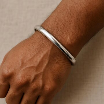Close-up of a Traditional Sikh Punjabi Kada on Wrist