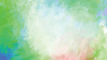 Abstract Watercolor Background Pastel Green Blue Pink Shades Soft Light Color Blend Splashes Texture Design Element