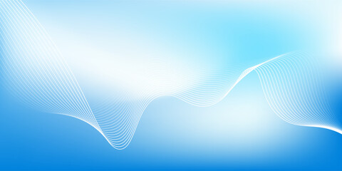 Abstract blue gradient background with shining lines waves. Minimalist background for banner, poster, cover, brochure, flyer, website