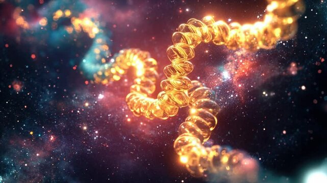Close-up image of a double helix DNA structure.