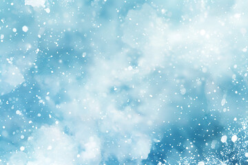 Fototapeta premium Winter wonderland snowflakes falling light blue background