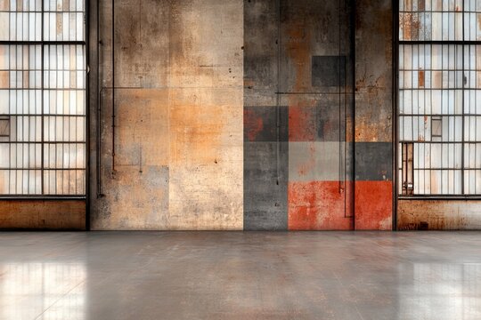 Room with metal elements on the wall. Generative AI