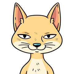 Funny sly fox portrait in cartoon style, vector illustration.