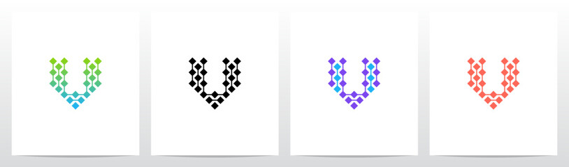 Square Diamond Connect Lines Parallel Letter Initial Logo Design V