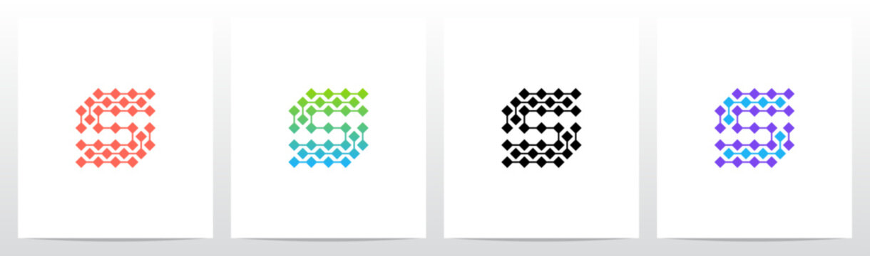 Square Diamond Connect Lines Parallel Letter Initial Logo Design S