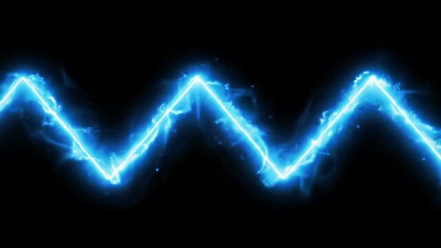 Electric Zigzag Lightning Bolt Effect &ndash; Glowing Blue Energy Line on Dark Background

