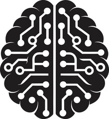 A vector-style brain icon with a circuit board design vector illustration on transparent background.