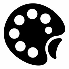 Paint palette vector black silhouette on white background