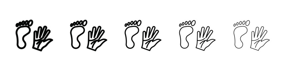 hand and foot icon isolated vector on white background set