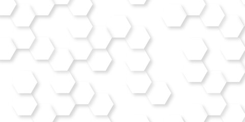Hexagon concept design abstract technology background. with 3D Futuristic honeycomb mosaic white background .Science network pattern, connecting lines and dots Medical background, Vector illustration
