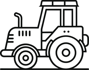 Minimal outline of a front loader tractor with rear ripper and caterpillar tracks, construction vehicle.