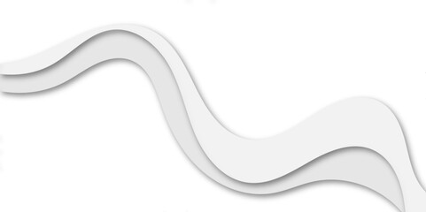 Abstract flowing wave layers in grayscale with soft shadows create a modern 3D paper-cut effect. Use as a minimalistic background for design, technology, or corporate presentation themes.