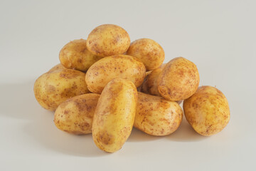 potatoes on white background