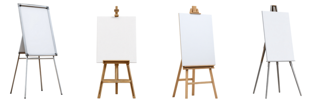Set of Easel white board isolated on a transparent background - Powered by Adobe