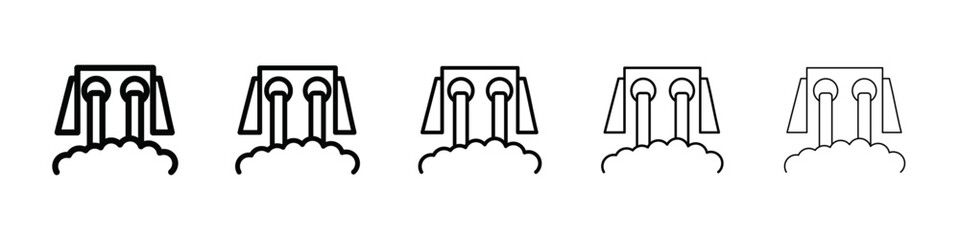 Hydroelectric dam icon isolated vector on white background set