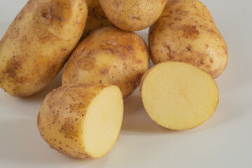 fresh potatoes on a white background
