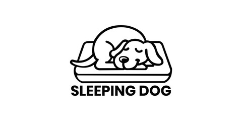 abstract sleeping dog line logo vector