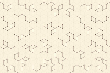 Seamless geometric pattern featuring abstract tech-inspired hexagon connections and light dot points