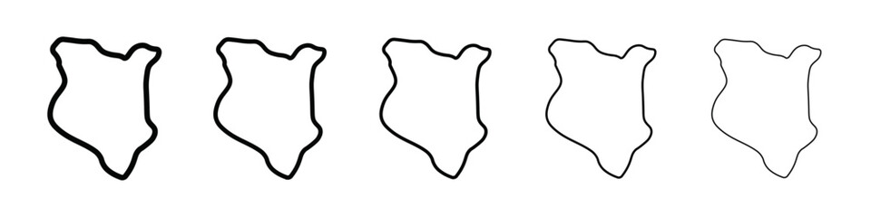 Obraz premium Kenya map icon isolated vector on white background set
