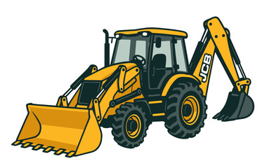 JCB 3DX Backhoe Loader vector illustration