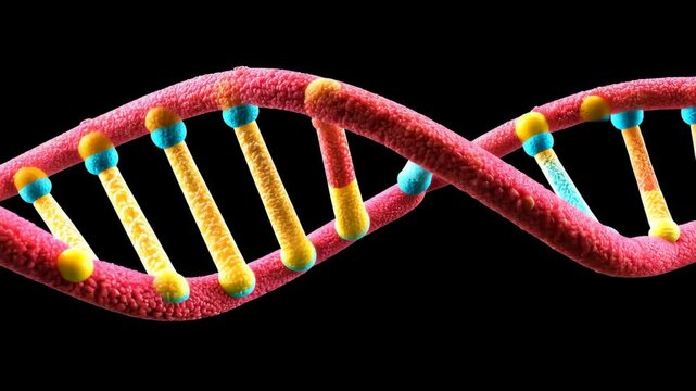Colorful depiction of DNA helix structure representing genetic information and biology concepts.