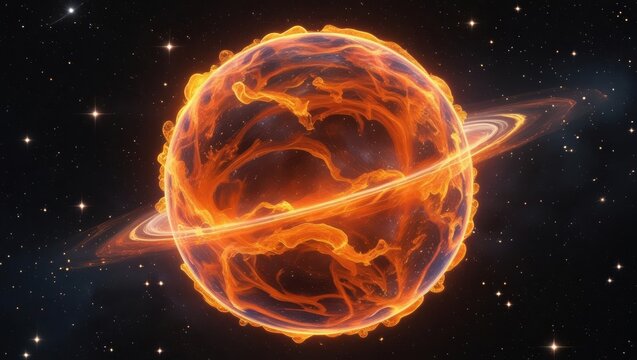 Celestial Inferno — Cosmic Fireball in Deep Space