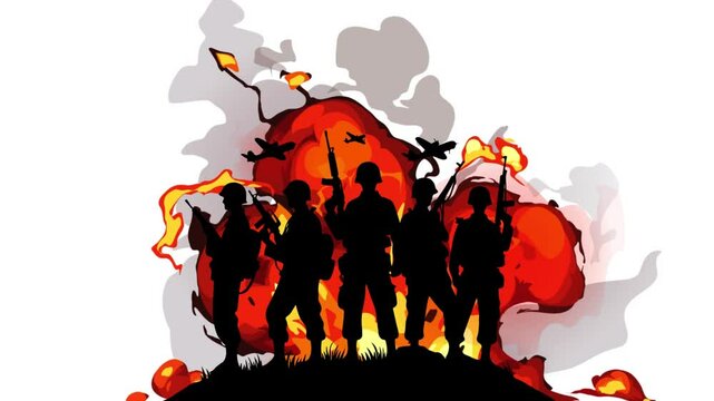 War video footage with graphic motion
