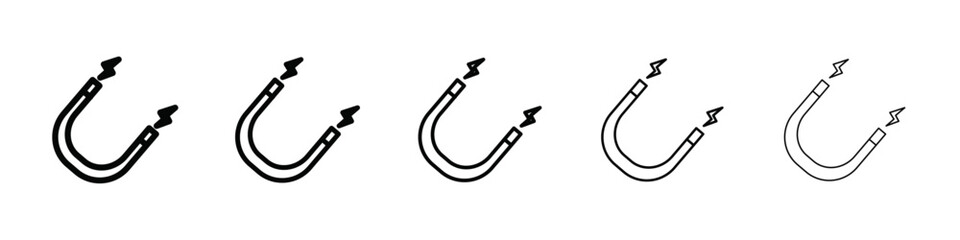 Magnet with power icon isolated vector on white background set