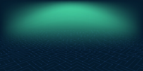 Digital technology banner green blue background concept with technology light effect, abstract tech, innovation future data, internet network, Ai big data, lines dots connection, illustration vector