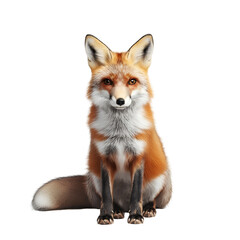 Fototapeta premium Portrait of a red fox sitting looking at camera animal wildlife photo on transparent background