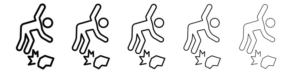 Man tripping icon isolated vector on white background set