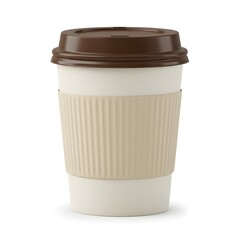 Disposable coffee cup with lid and sleeve