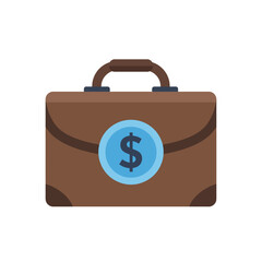 Brown Leather Briefcase with Dollar Sign Emblem.