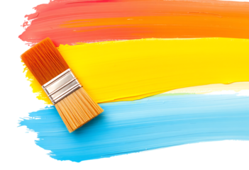 Paintbrush on colorful paint strokes