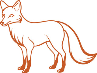 Fox Silhouette Line Art Vector Illustration On White Background