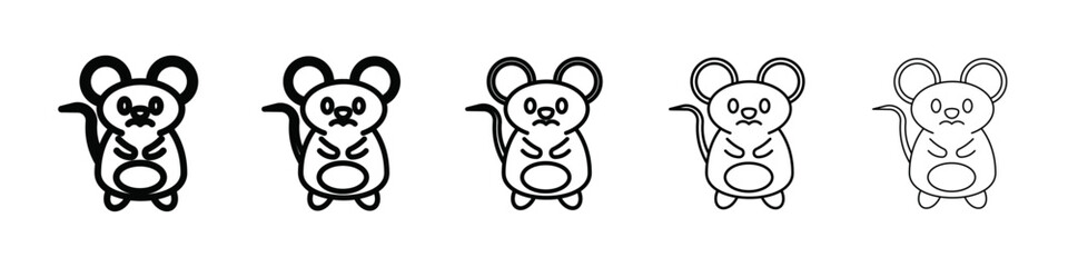 mouse animal icon isolated vector on white background set