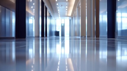 Modern office hallway perspective