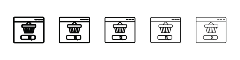 Online fabric shop line icon isolated vector on white background set