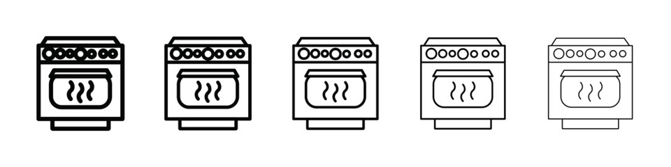 Oven icon isolated vector on white background set