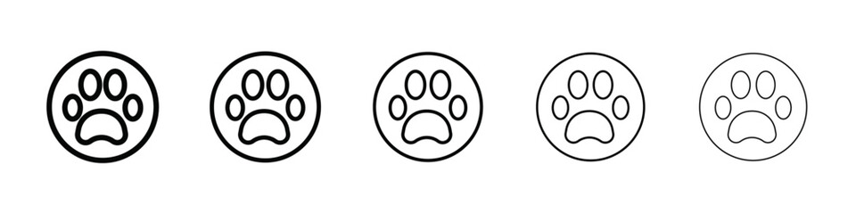 Paw icon isolated vector on white background set