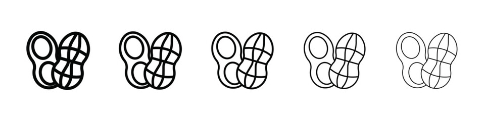 Peanut icon isolated vector on white background set