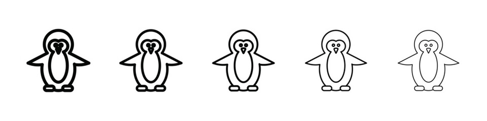 Penguin icon isolated vector on white background set