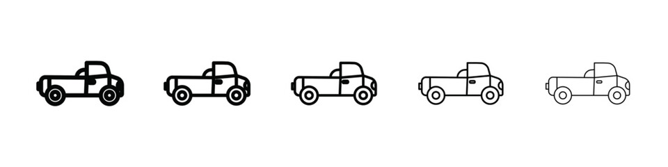pickup truck icon isolated vector on white background set