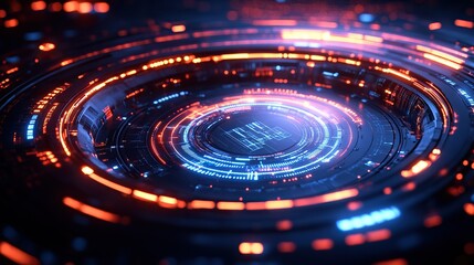 Obraz premium Futuristic HUD interface activating, digital backdrop