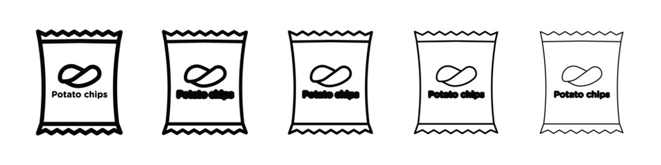 Potato chips Snacks bag icon isolated vector on white background set