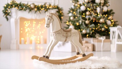 rocking horse on the wooden background